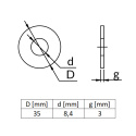 Podkładka NICZUK N-PD-8-P3 M8 fi = 8,4 mm śr. = 35 mm
