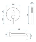 BATERIA WANNOWA PODTYNKOWA LUNGO CZARNA + BOX