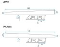 LISTWA SPADKOWA CZARNA 140 cm LEWA